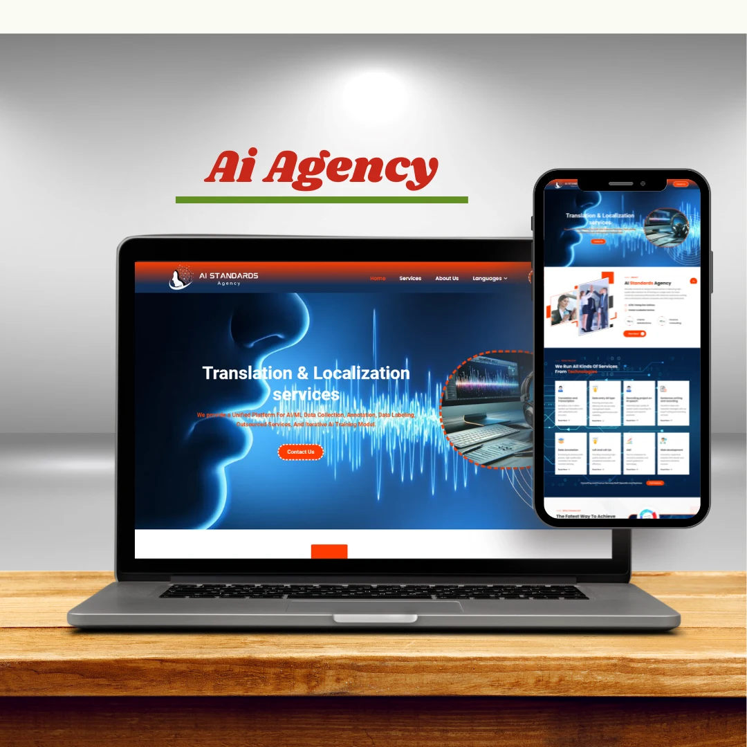 AI Standards Agency website shown on a laptop mockup