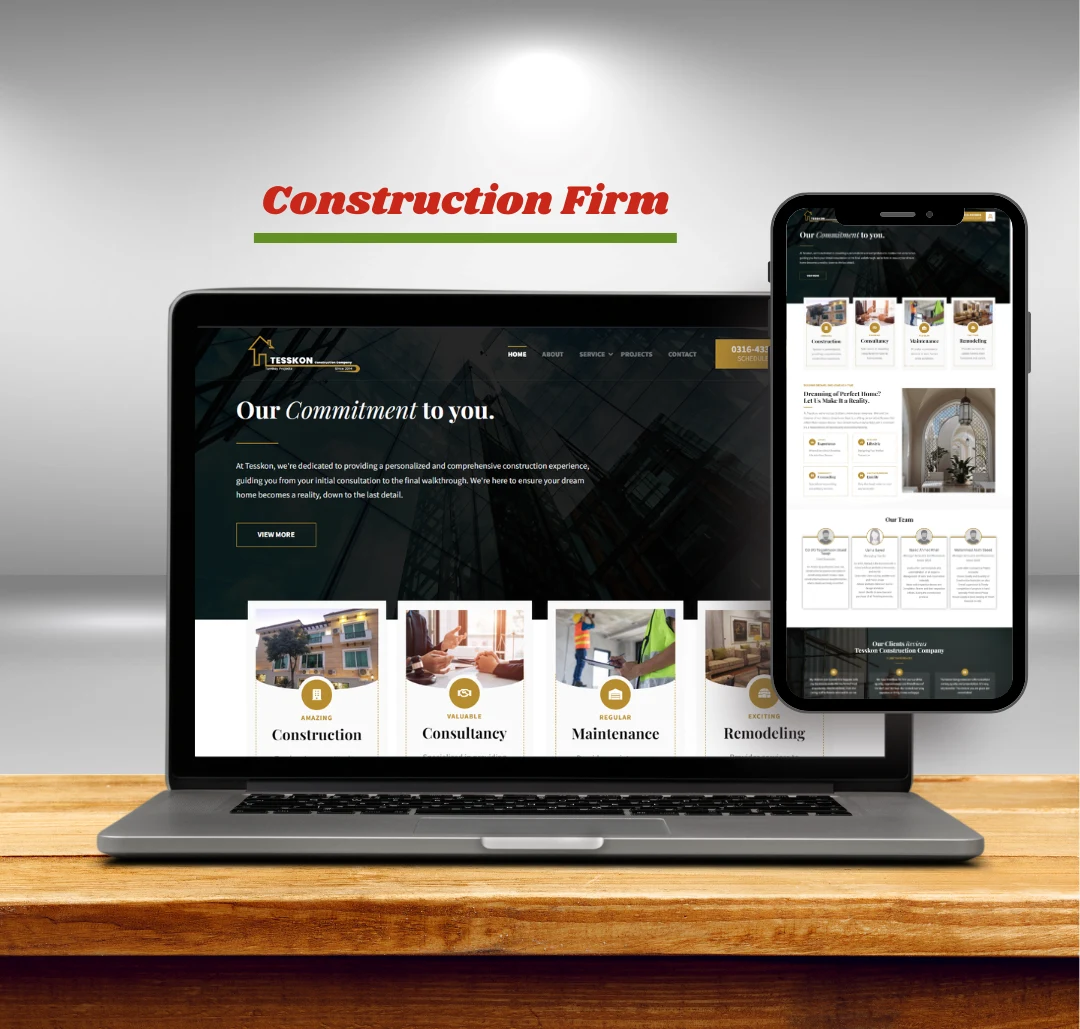 Tesskon website shown on laptop and phone mockups
