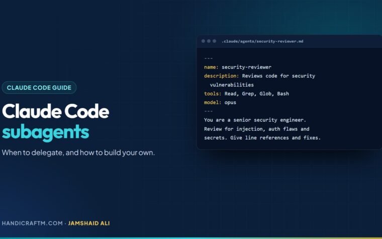 Claude Code subagents share card with a main session delegating to Explore, Plan and custom agents