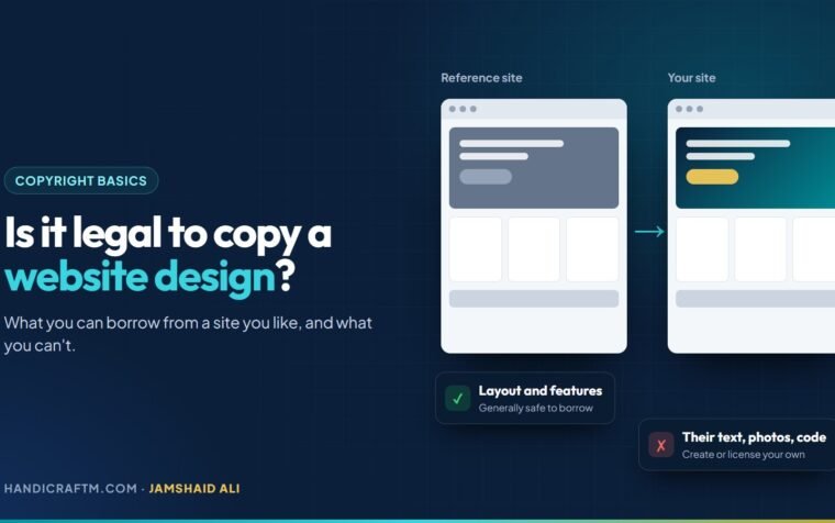 Is it legal to copy a website design share card comparing a reference website with an original rebuild